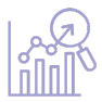 Analyzing data icon with a magnifying glass