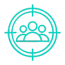 A teal icon of group of people is being targeted