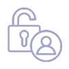 purple icon open lock and user in a circle