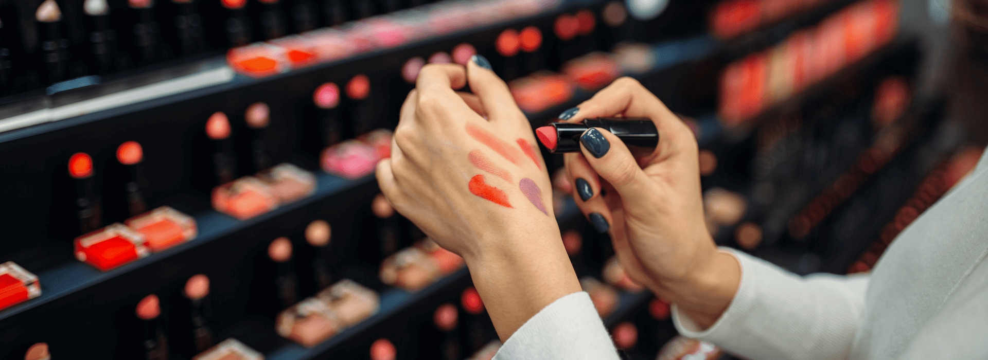 Testing makeup on hand